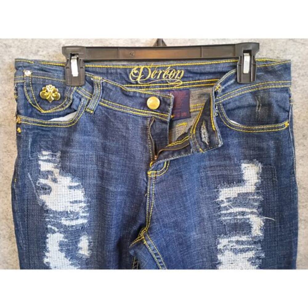 Dereon Womens Size 13/14 Distressed Stretch Skinny Blue Denim Jeans Grunge - Picture 5 of 16